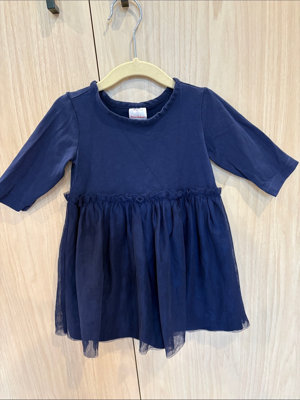 Hanna Andersson Navy Tulle Skirt Knit Bodice Dress